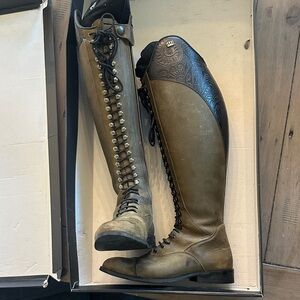 Kingsley Aspen Olive and Black Riding Boots with Black Details- used